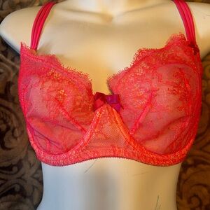 Victoria's Secret Vibrant Lace Bra in Pink and Red